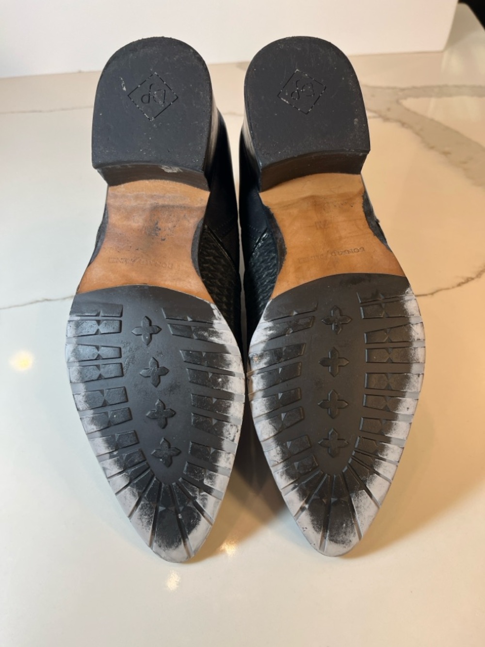 Donald J. Pliner Black Woven Leather Chelsea Ankle Boots - Picture 3 of 14